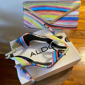 Aldo multicolored  single strap 4 inch sandal